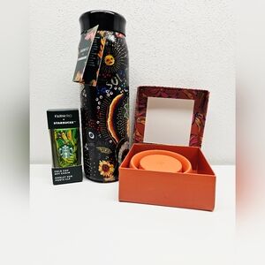 New Farm Rio X Starbucks Bundle - Water Bottle Key Chain And Collapsible Cup